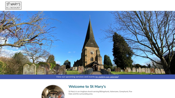 Screenshot of the The Parochial Church Council Of The Ecclesiastical Parish Of St Mary's, Billingshurst, Diocese Of Chichester website