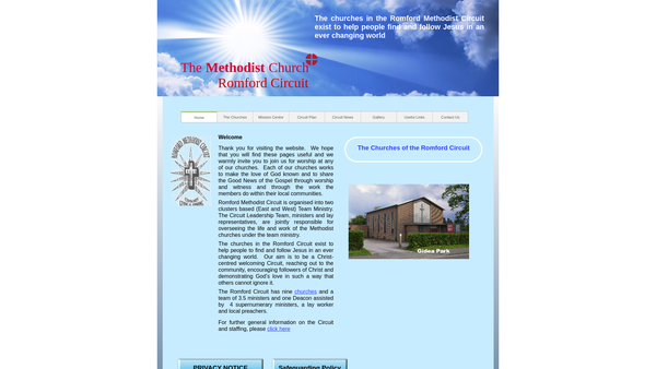 Screenshot of the Romford Methodist Circuit website