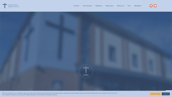 Screenshot of the Kendal Road Baptist Church website