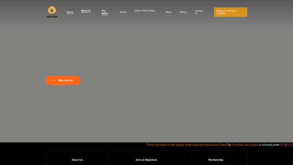 Screenshot of the Calderdale Interfaith Council website
