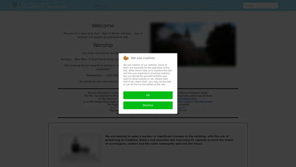 Screenshot of the The Parochial Church Council Of The Ecclesiastical Parish Of Upminster website