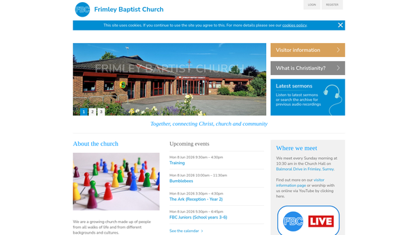 Screenshot of the Frimley Baptist Church website