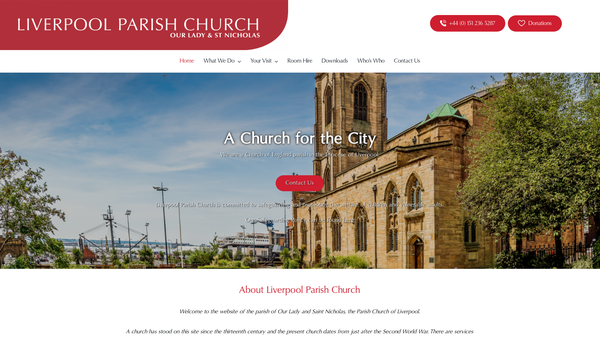 Screenshot of the The Parochial Church Council Of The Ecclesiastical Parish Of Our Lady And Saint Nicholas, Liverpool website