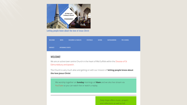 Screenshot of the The Parochial Church Council Of The Ecclesiastical Parish Of St Peter And St Mary, Stowmarket website