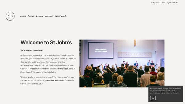 Screenshot of the The Parochial Church Council Of The Ecclesiastical Parish Of St John The Baptist, Harborne website