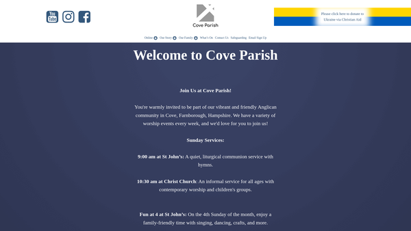 Screenshot of the Cove Parochial Church Council website