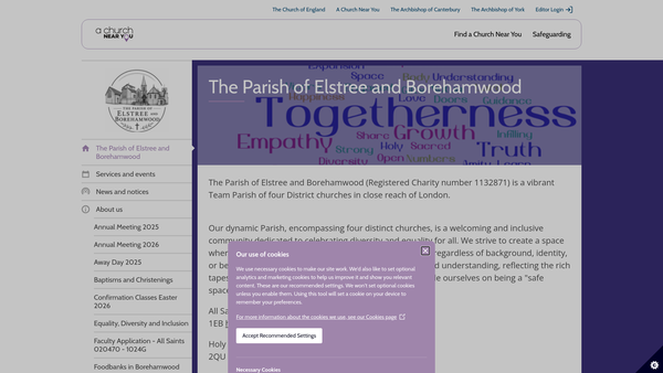 Screenshot of the The Parochial Church Council Of The Ecclesiastical Parish Of Elstree And Borehamwood website