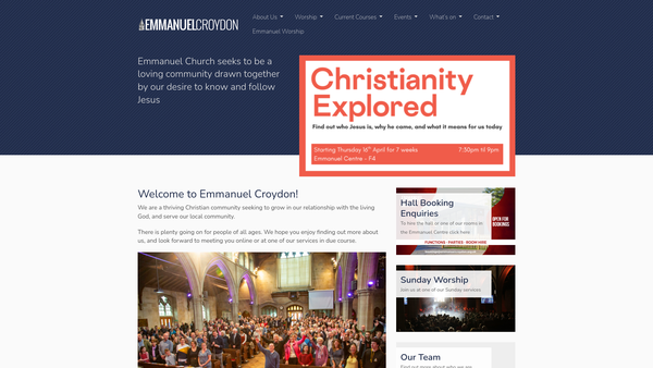 Screenshot of the The Parochial Church Council Of The Ecclesiastical Parish Of Emmanuel, South Croydon website