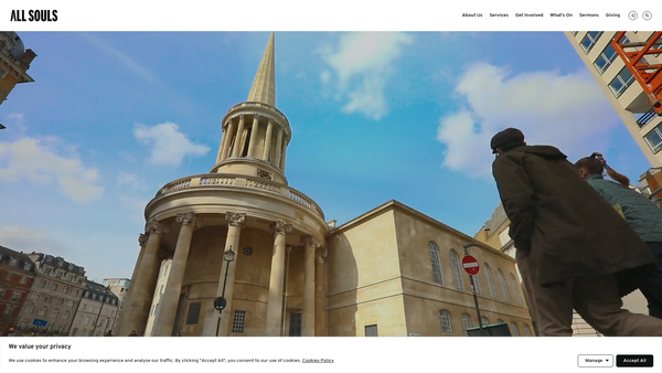 Screenshot of the The Parochial Church Council Of The Ecclesiastical Parish Of All Souls, Langham Place, London website