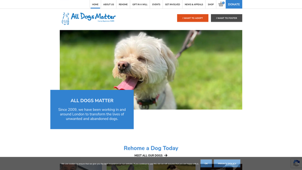 Screenshot of the All Dogs Matter website