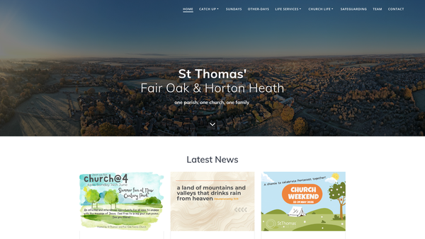 Screenshot of the The Parochial Church Council Of The Ecclesiastical Parish Of St Thomas, Fair Oak website