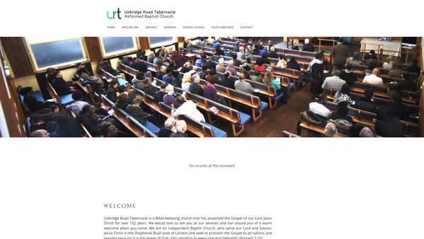 Screenshot of the Uxbridge Road Tabernacle Reformed Baptist Church website