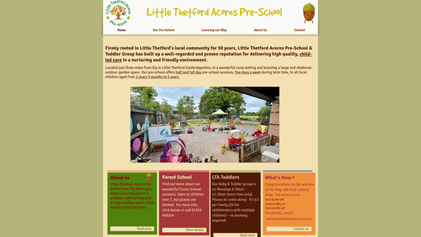 Screenshot of the Little Thetford Acorns website