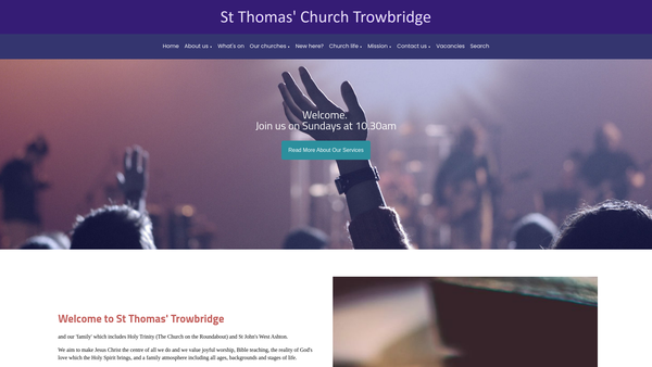 Screenshot of the The Parochial Church Council Of The Parish Of St Thomas The Apostle, Trowbridge website