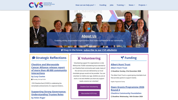 Screenshot of the Community And Voluntary Services Cheshire East website