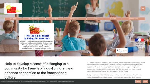 Screenshot of the 1 2 3 Soleil website