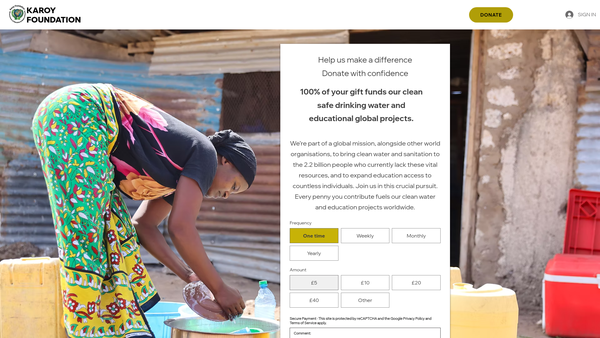 Screenshot of the Karoy Foundation website