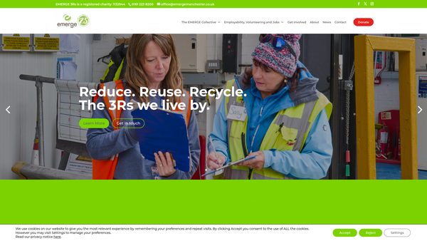 Screenshot of the EMERGE 3Rs website