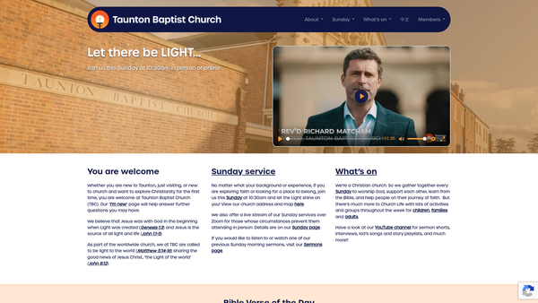 Screenshot of the Taunton Baptist Church website