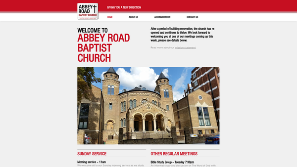 Screenshot of the Abbey Road Baptist Church website