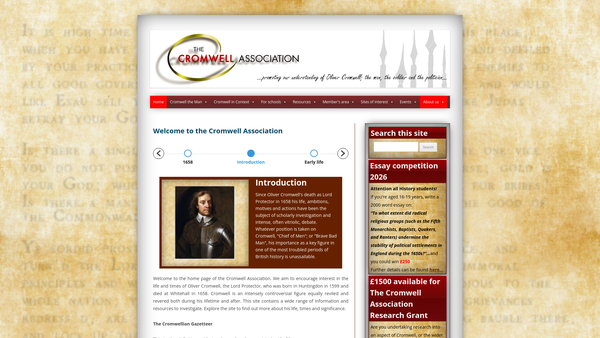 Screenshot of the The Cromwell Association website