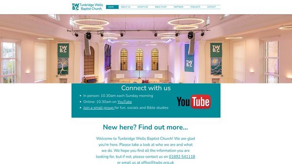 Screenshot of the Tunbridge Wells Baptist Church website