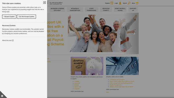 Screenshot of the Giveall2charity website