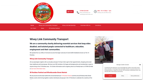 Screenshot of the Wiveliscombe Area Partnership website