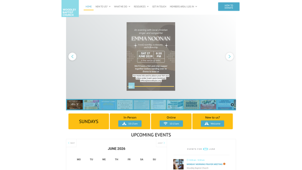 Screenshot of the Woodley Baptist Church website