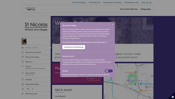 Screenshot of the The Parochial Church Council Of The Ecclesiastical Parish Of Witham website