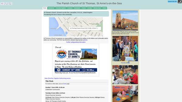 Screenshot of the Parochial Church Council Of The Ecclesiastical Parish Of St Thomas, St Annes On The Sea website