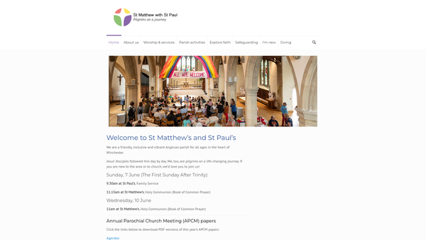 Screenshot of the The Parochial Church Council Of The Ecclesiastical Parish Of St Matthew, Winchester website