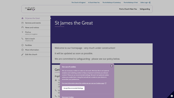 Screenshot of the The Parochial Church Council Of The Ecclesiastical Parish Of St James The Great Congleton website