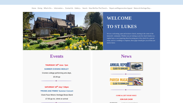 Screenshot of the The Parochial Church Council Of The Ecclesiastical Parish Of St. Luke Farnworth Widnes website
