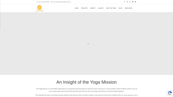 Screenshot of the Yoga Mission website