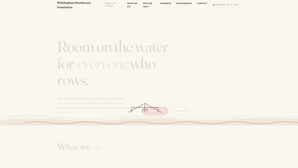 Screenshot of the Whitlingham Boathouses Foundation Ltd website