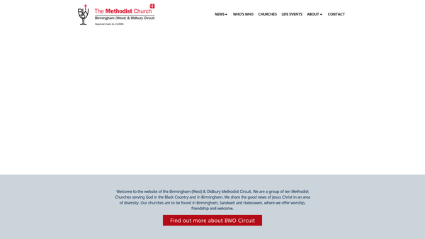Screenshot of the Birmingham (West) And Oldbury Methodist Circuit website