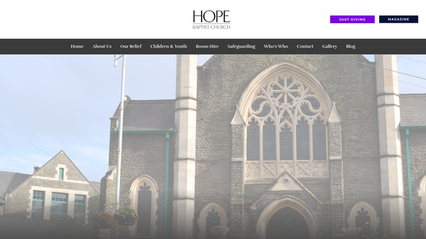 Screenshot of the Hope Baptist Church Bridgend website