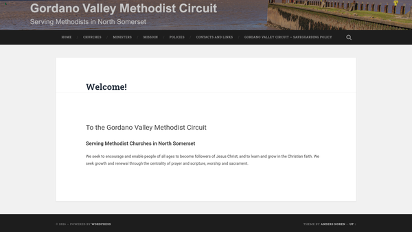 Screenshot of the The Gordano Valley Methodist Circuit website