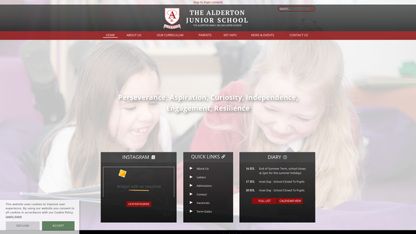 Screenshot of the Alderton Schools Parent's Association website