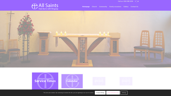 Screenshot of the Parochial Church Council Of The Ecclesiastical Parish Of All Saints Hale Barns With Ringway website