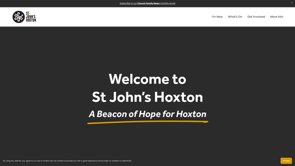 Screenshot of the The Parochial Church Council Of The Ecclesiastical Parish Of St John The Baptist With Christ Church, Hoxton(diocese Of London) website