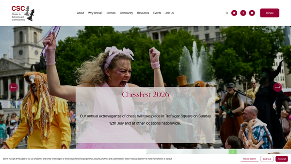 Screenshot of the Chess In Schools And Communities website