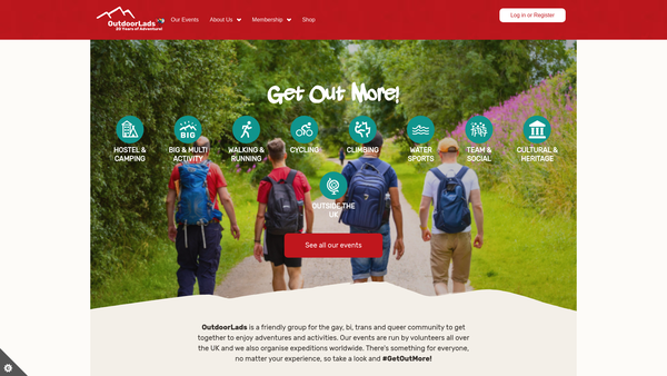 Screenshot of the Outdoorlads Limited website