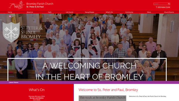 Screenshot of the The Parochial Church Council Of The Ecclesiastical Parish Of St Peter & St Paul,bromley website