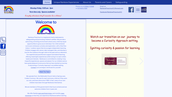Screenshot of the Dandelion Preschool website