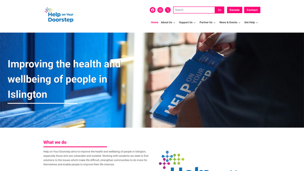 Screenshot of the Help On Your Doorstep website