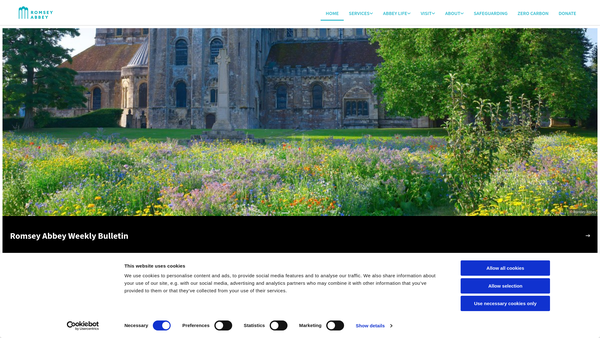 Screenshot of the The Parochial Church Council Of The Ecclesiastical Parish Of St Mary And St Ethelflaeda, Romsey website