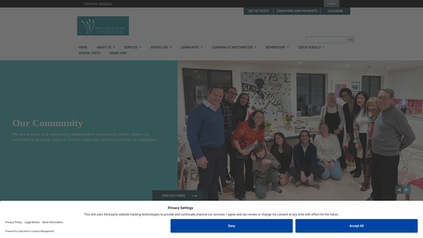 Screenshot of the Westminster Synagogue website