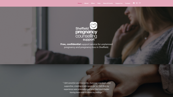 Screenshot of the Sheffield Pregnancy Counselling Support website